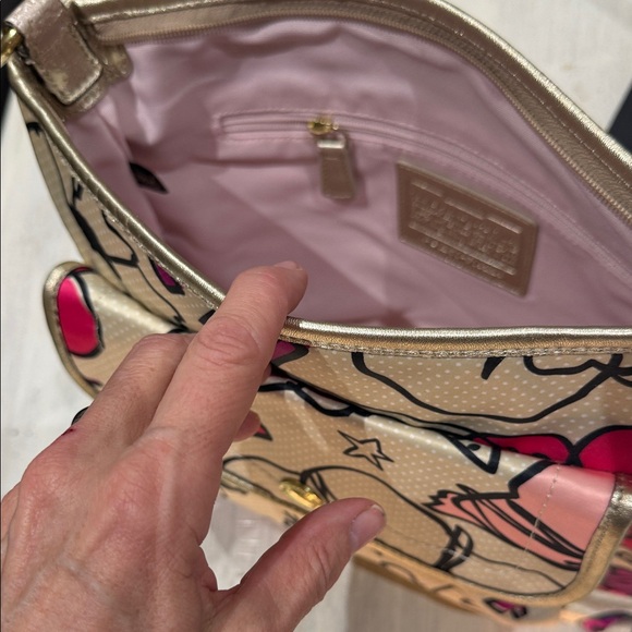 Coach Poppy Beige and Pink Floral Graphic Shoulder Bag